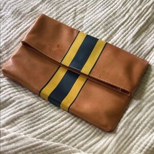 J. McLaughlin Tan and Yellow Leather Clutch